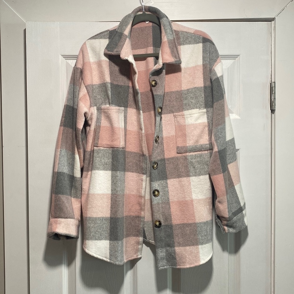 Large Shacket Fall Pink/Grey